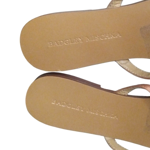 Badgley Mischka Kamryn Jewelled Summer Peach Thong Leather Sandals Size 8 - Picture 5 of 7